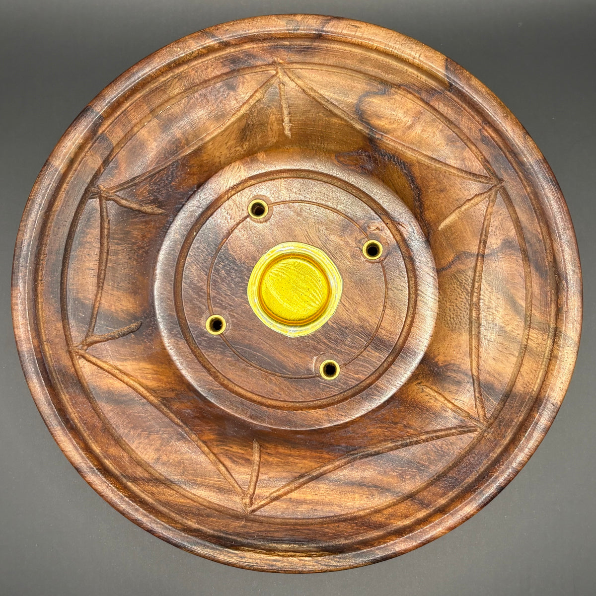 Porte-Encens Bois Rond Fleurs ou Uni 13cm