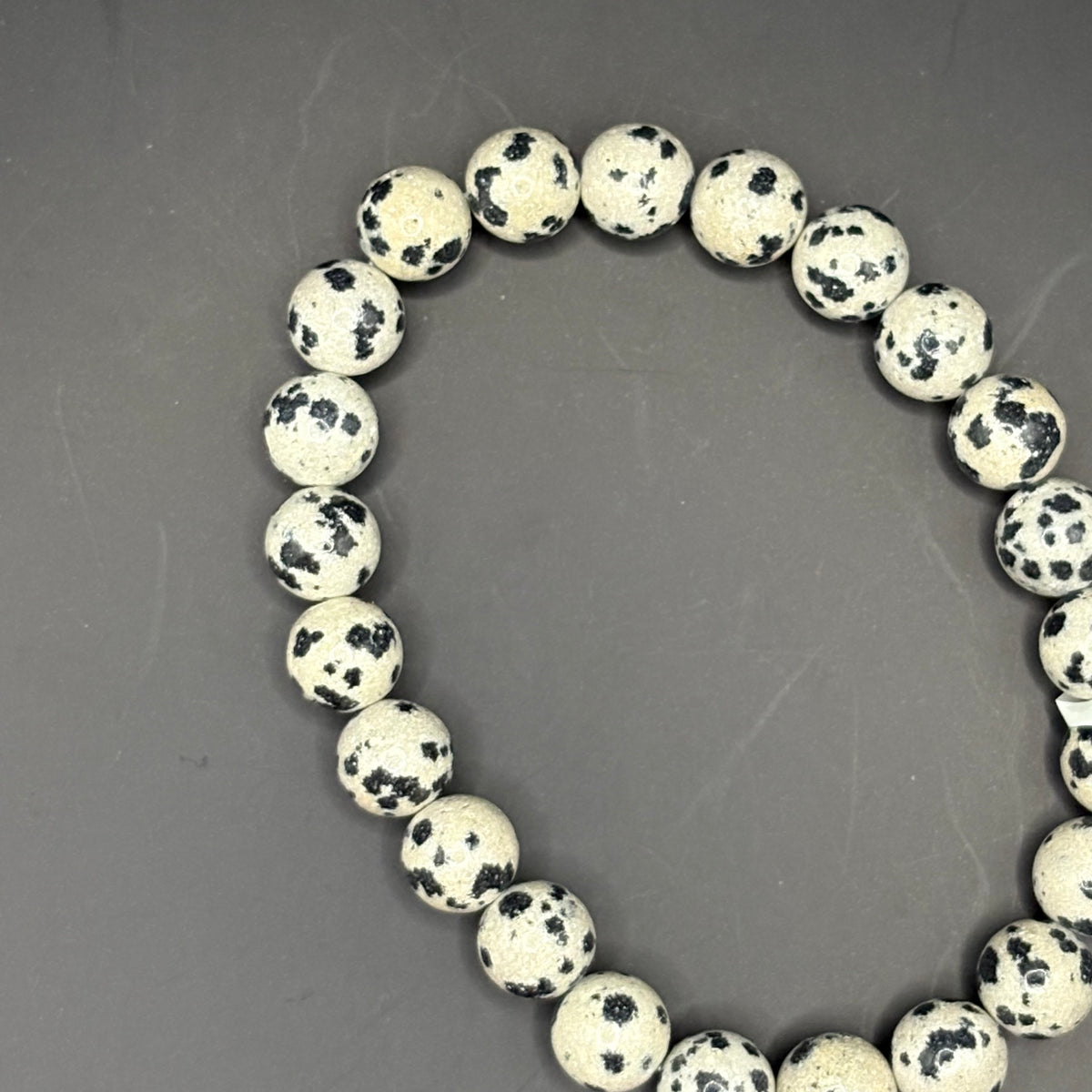 Bracelet Jaspe Dalmatien perles 8mm